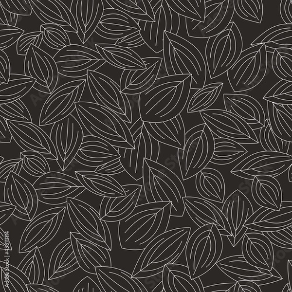 Fototapeta Leaves pattern. Black and white pattern. Leaves print
