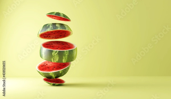 Fototapeta Sliced Watermelon pieces on studio background