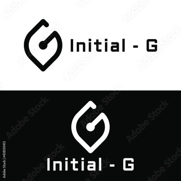 Fototapeta Initial letter G leaf form and node logo template in flat design monogram illustration