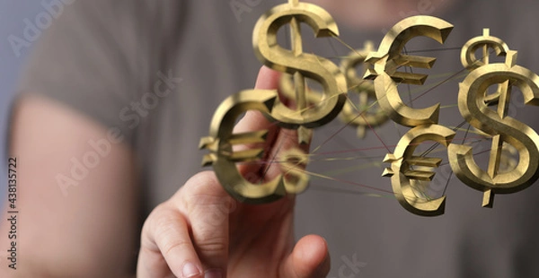 Fototapeta Dollar versus euro concept network .