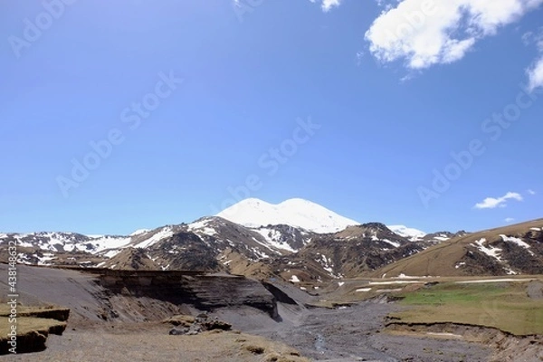 Fototapeta Mountain tourism in the Caucasus. Wonderful views of peaks, gorges, streams.