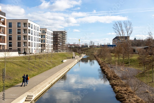 Obraz The new harbour in Leipzig on a sunny day in spring or winter