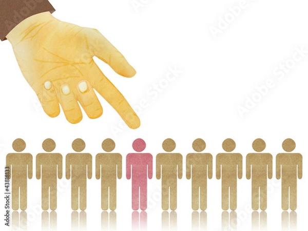 Fototapeta Paper texture ,Hand gesture pointing at something