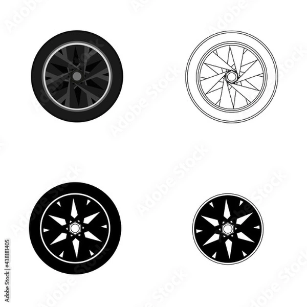 Obraz set of car wheel vector on white background
