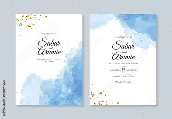 Fototapeta Watercolor stain for wedding invitation template