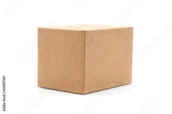 Fototapeta Brown cardboard box isolated on white background. Suitable for packaging.