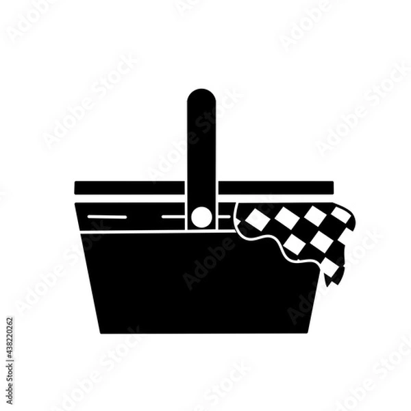 Obraz Picnic basket icon illustration of a black silhouette. Linear style sign for mobile concept and web design. Illustration of the picnic basket symbol.