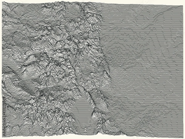 Fototapeta Light topographic map of the Federal State of Colorado, USA with black contour lines on beige background