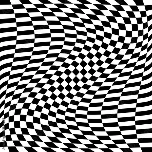 Fototapeta Checkered twisted flag. Vector wavy 32x16 squares.