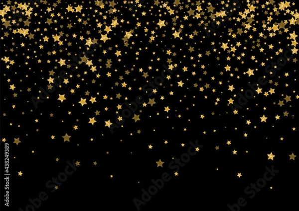 Fototapeta Gold Night Spark Pattern. Shine Glitter Background. Gradient Star Element Design. Party Sequin Texture. Yellow Abstract Illustration