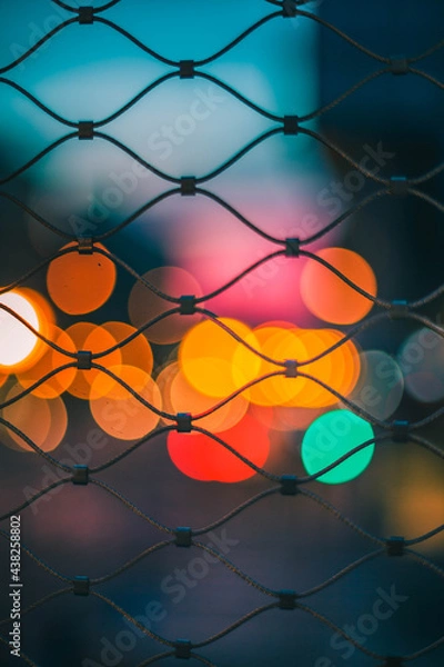 Obraz Bokeh Background city lights during sunset
