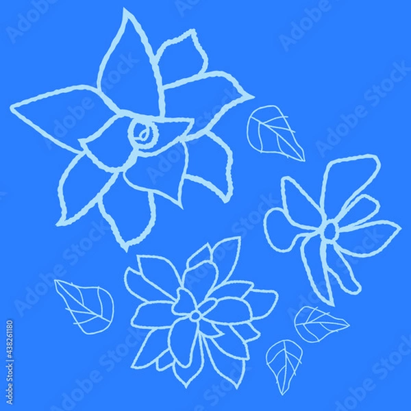 Obraz Floral pattern vector illustration on a blue background
