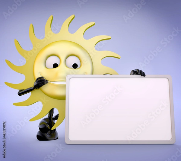 Obraz 3d sun character with board