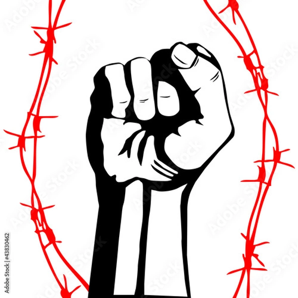 Obraz Fist and barbed wire