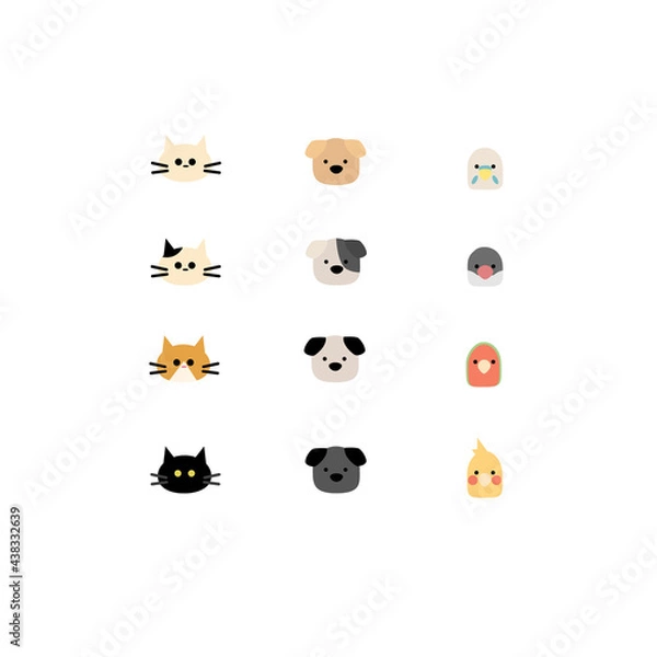 Obraz 可愛い犬たち猫たち鳥たちイラスト素材