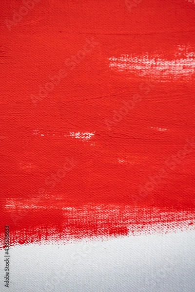 Fototapeta Zamknij teksturę Czerwoną Kolor Farbę na białym kolorze Pączkowane ślady Pędzle Udar do papierowego grafiki na tle