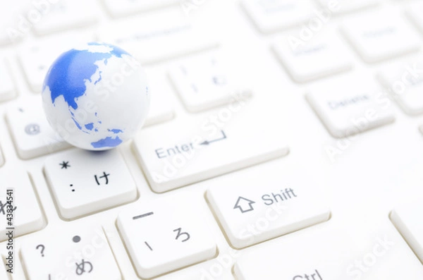 Fototapeta 地球　白　キーボード　白