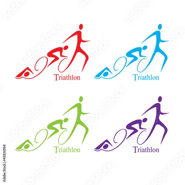Fototapeta Vector triathlon symbol set