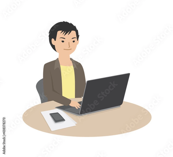 Fototapeta テレワークスタイルで仕事をしている男性