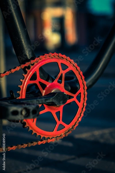 Obraz red drive mechanism on a bicycle