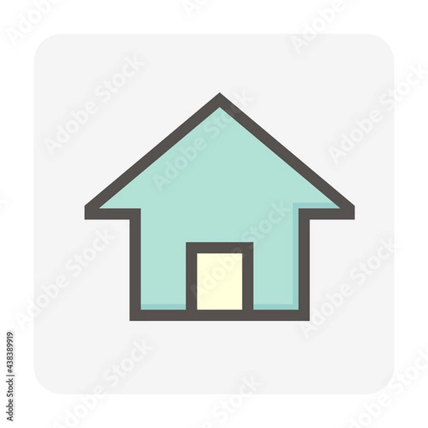 Fototapeta House or residential building with simple shape vector icon,  symbol or pictogram design. That real estate or property for development, owned, sale, rent, buy, purchase or investment. 48x48 pixel.