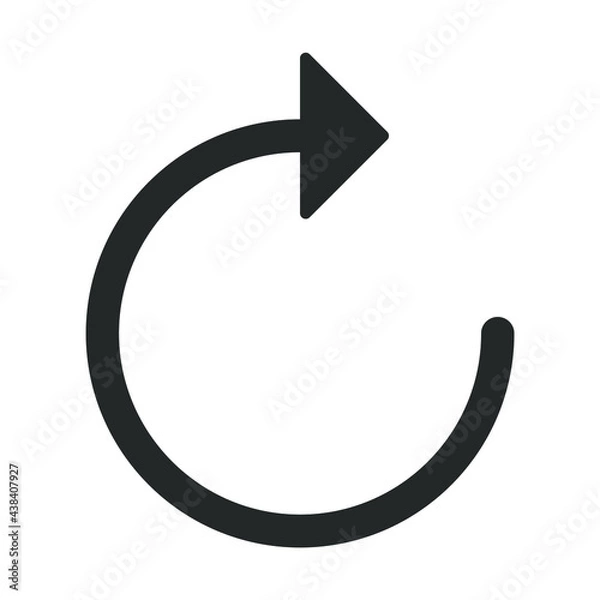 Obraz Reload and update vector icon. Redo and undo button. Web and application arrowhead controller symbol. Refresh pointer indicator sign. Simple flat shape direction logo. Isolated on white background.