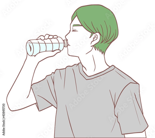 Obraz 水分補給する男性（シンプルカラーバージョン）