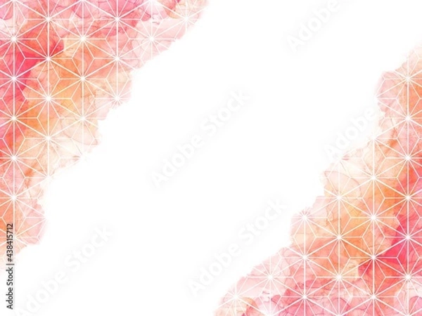 Fototapeta 麻の葉文様アルコールインクアート風背景素材　フレーム