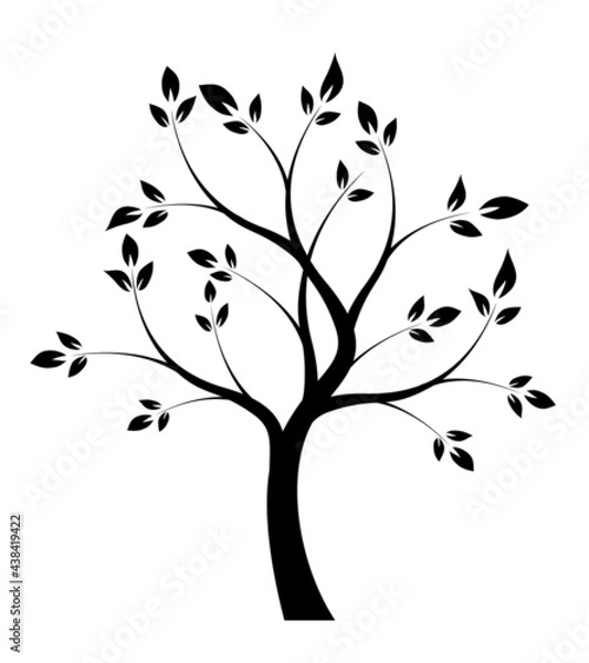 Fototapeta Black tree on white background. Vector illustration.