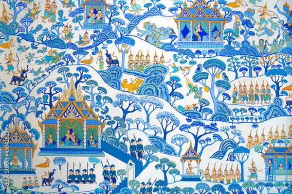 Fototapeta Wall paintings in the northeastern temple