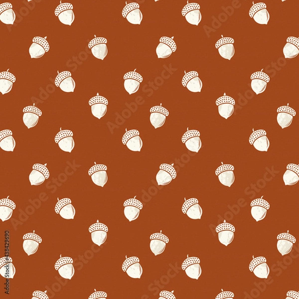 Fototapeta Autumn Acorn Dots Pattern with Orange Textured Background