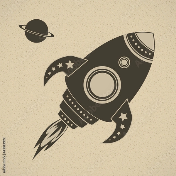 Obraz Vintage vector rocket in space