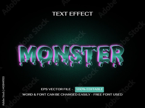 Fototapeta Monster text effect styl - Editable text effect dark green vector theme.