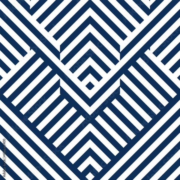 Obraz Abstract seamless pattern with blue white striped lines