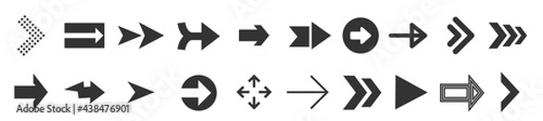 Obraz Arrows web collection on white. Modern graphic direction signs computer screen arrows