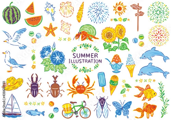 Fototapeta 夏のイラスト素材セット