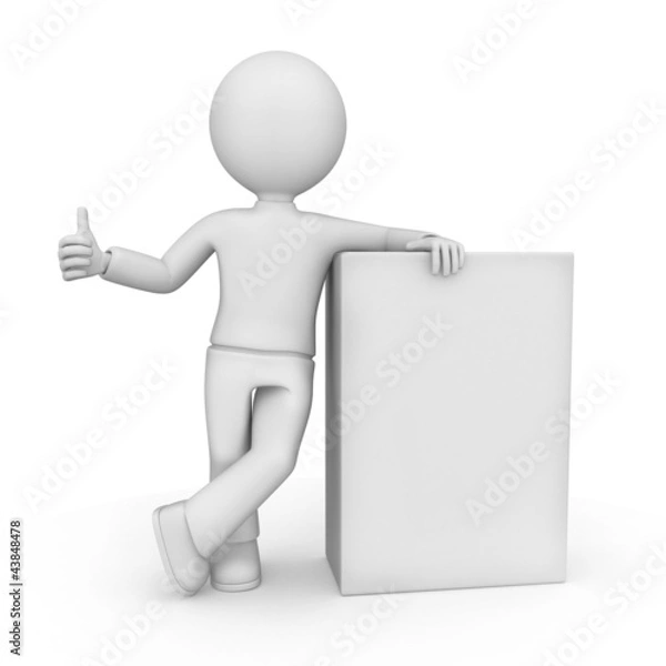 Obraz 3D Figure with Blank Box