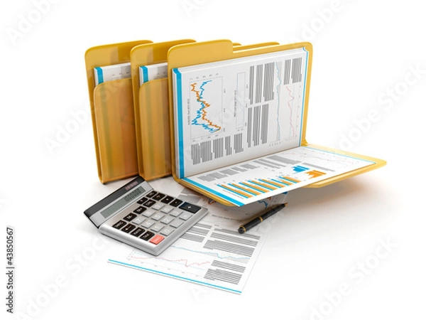 Obraz 3d illustration: Business idea. The group folders with documents