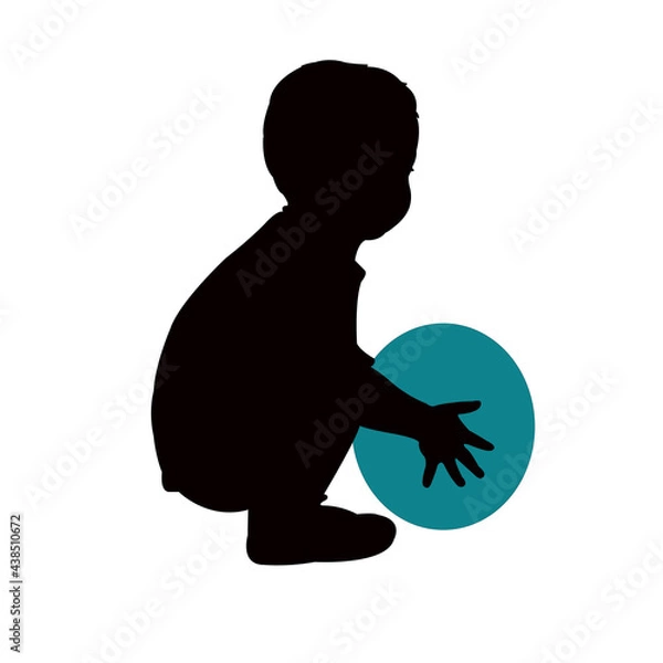 Fototapeta a boy with ball, body silhouette vector