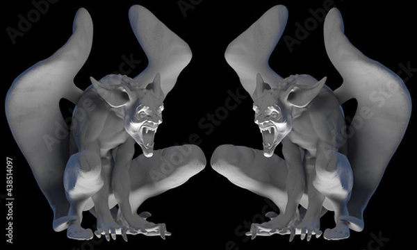 Obraz gargoyle sits and growls viciously 3D render