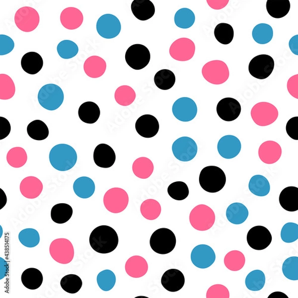 Fototapeta Simple seamless pattern. Randomly scattered colored round spots. Cute vector illustration.