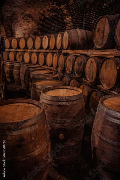 Obraz wine barrels in cellar