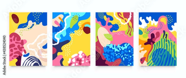 Fototapeta Original abstract cover design. Background social media banner template. Editable mockup for stories, post, blog, sale. Modern coloured shapes stylish set picture for poster, banner, site, mobile app.