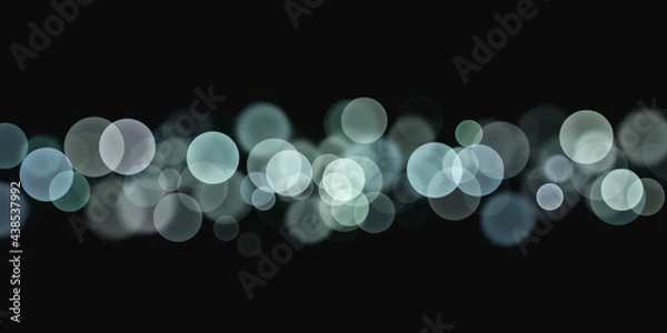 Fototapeta Abstract Bokeh circle burred light effects gradient  blue light in black colour background illustration 