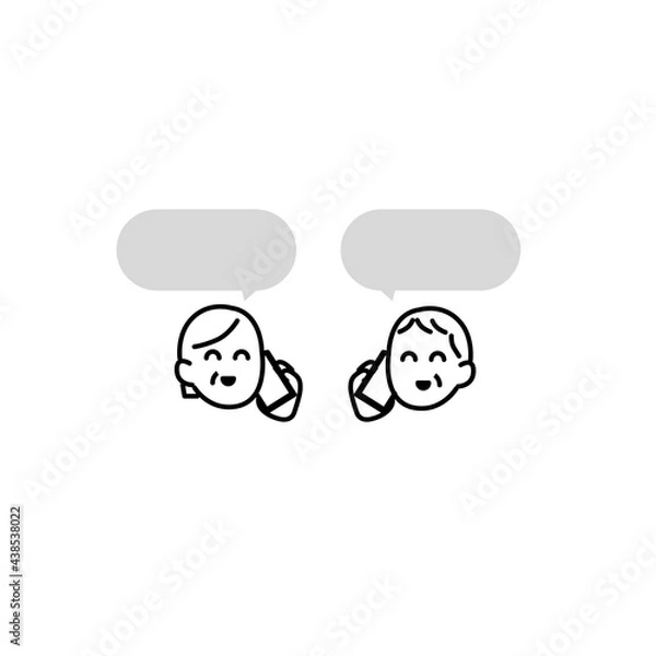 Obraz スマホで会話する人イラスト素材