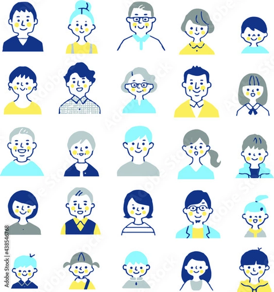 Fototapeta さまざまな年代の人物の顔　セット