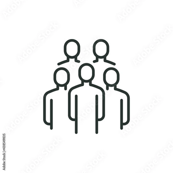 Fototapeta Crowd line icon. Simple outline style. Organisation, group, management, people, team, member, staff concept. Vector illustration isolated on white background. Thin line symbol. Thin stroke EPS 10.