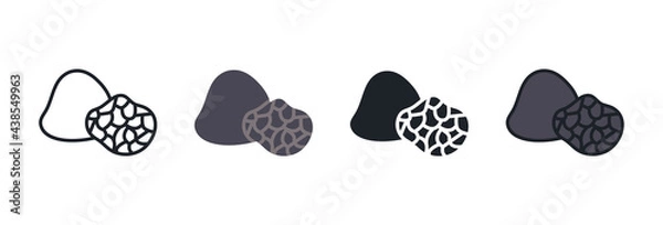 Fototapeta Black truffle icon. Linear flat color icons contour shape outline. Thin line. Black vector silhouette. Fill solid icon. Modern glyph design. Illustrations of mushrooms. Vector set