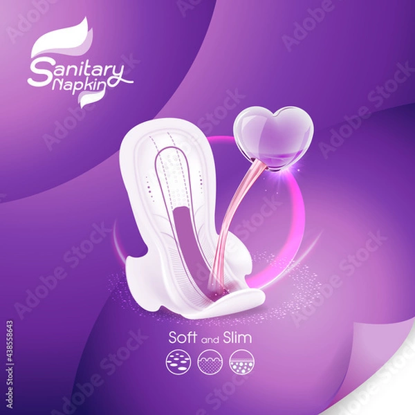 Fototapeta Sanitary Napkin Vector on Background Template for Product.