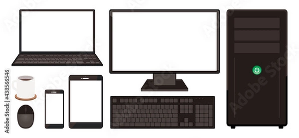 Obraz パソコンとスマートフォンなどのデバイスセット